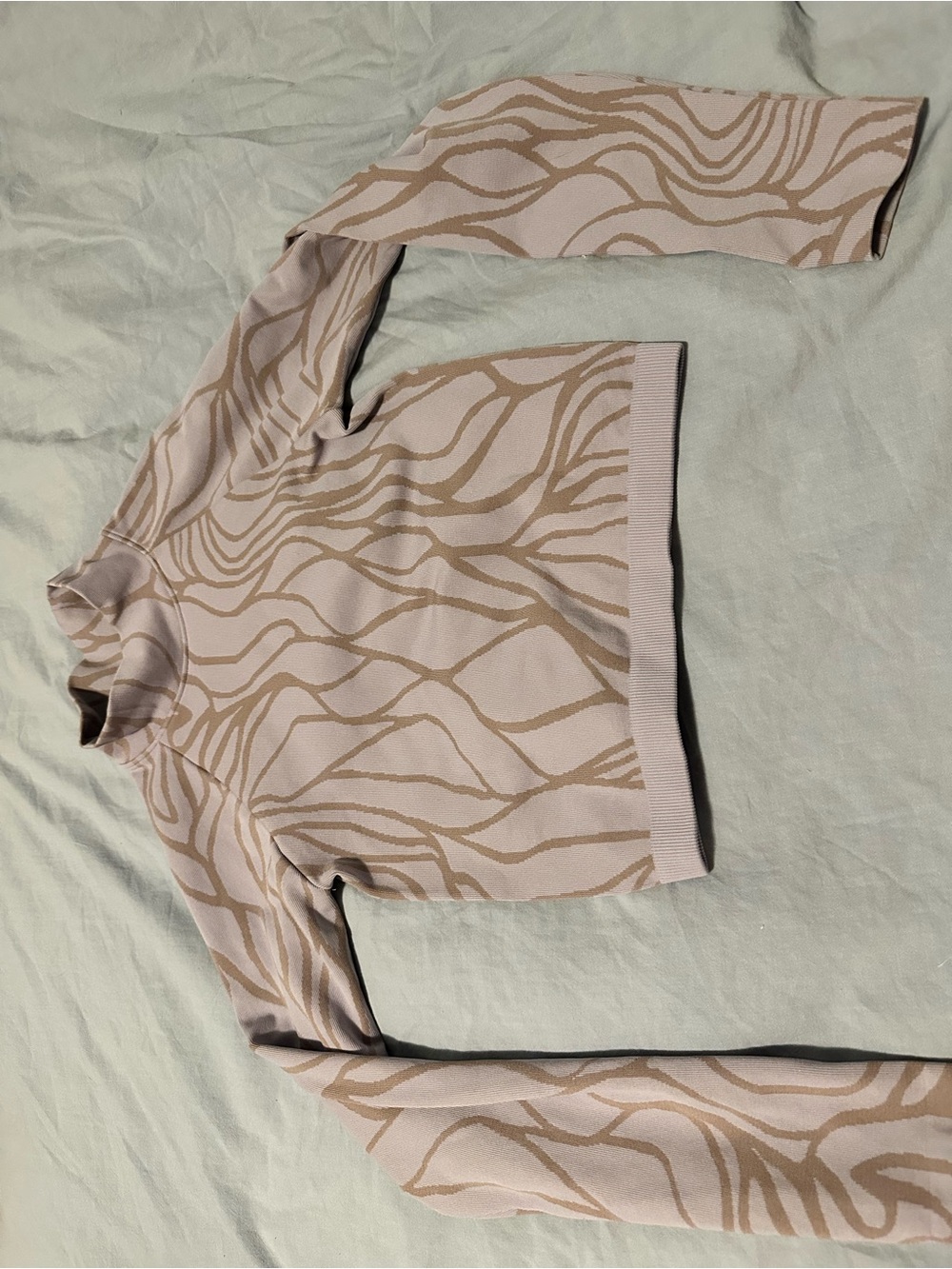 Light Pink & Tan Patterned Knit Sweater